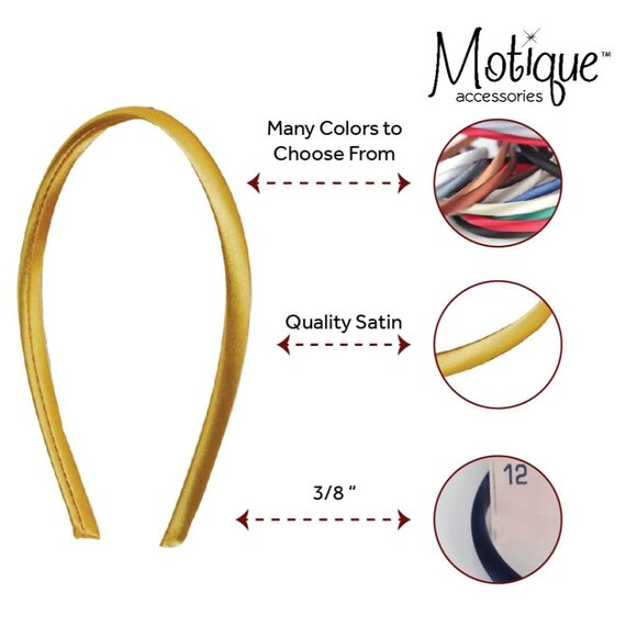 Thin Satin Headbands Women Girls 4 Pack Gold No Slip Tangle-Free - Picture 5 of 6